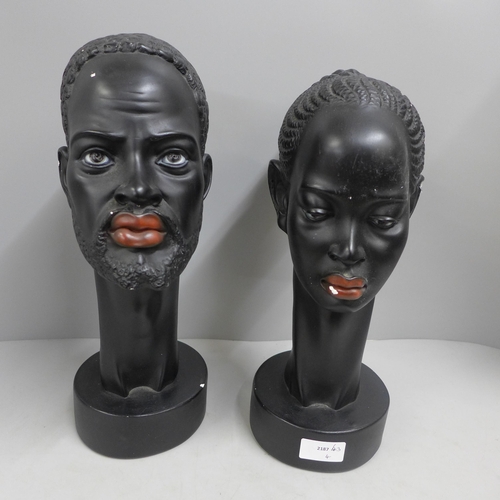 759 - Two plaster busts, 35cm