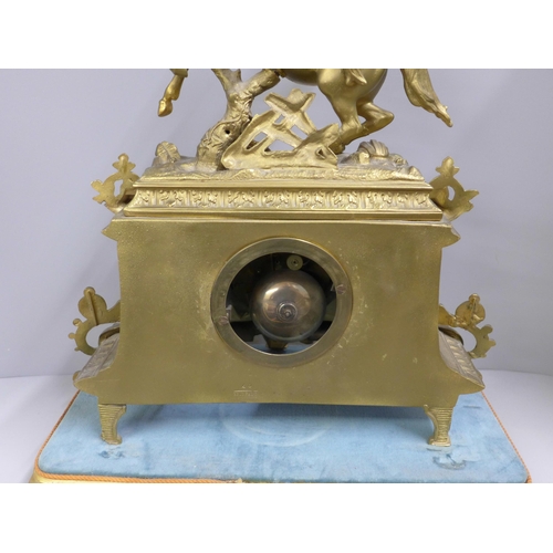 766 - A French 2nd Empire style mantel clock with a gilt spelter ornamented case, circa 1860, the case wit... 