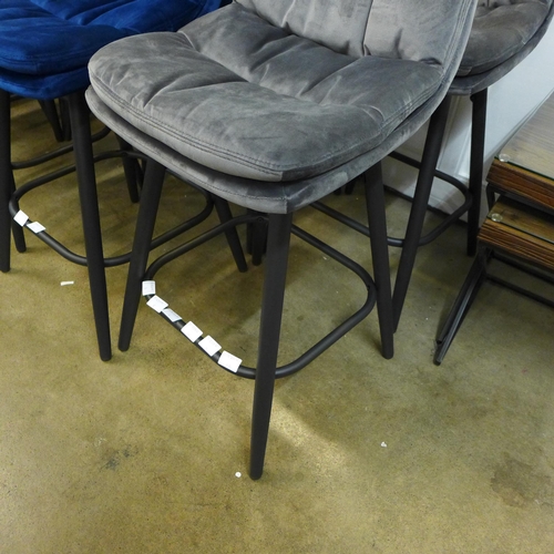 1331 - A pair of Enderson dark grey velvet bar stools