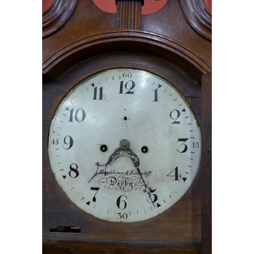 101 - A 19th Century oak 8-day longcase clock, the painted circular dial signed Brookhouse & Tunnicliff, D... 