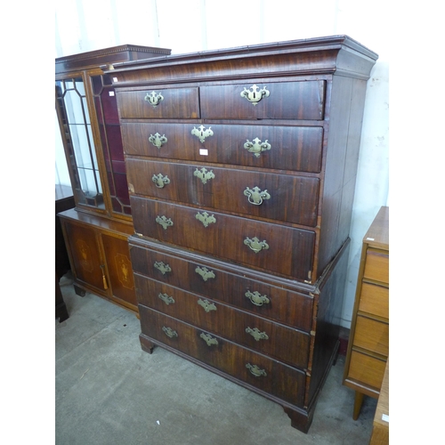 103 - A George III oak and mahogany chest on chest