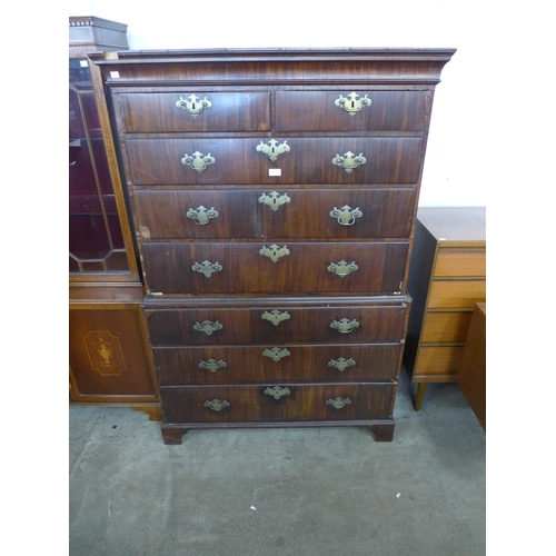 103 - A George III oak and mahogany chest on chest