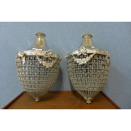 222 - A pair of French Empire style pear shaped chandeliers