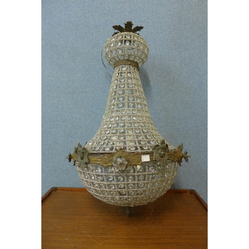 227 - A French Empire style bag shaped chandelier