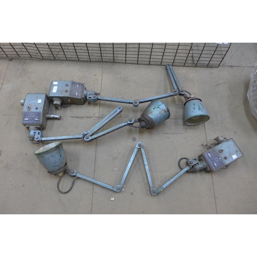 244 - A set of three industrial work lamps