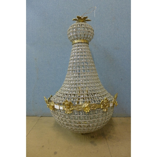 250 - A large French Empire style bag shaped chandelier