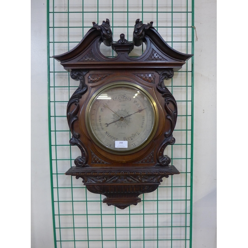 288 - A Victorian carved mahogany aneroid barometer