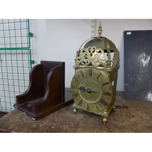 290 - An 18th Century Henry Mayhew, Parham brass lantern clock, with oak bracket