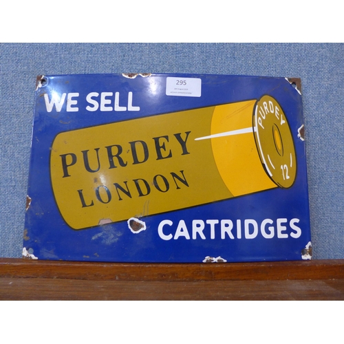 295 - An enamelled Purdey London advertising sign