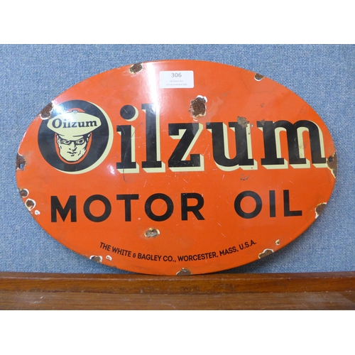 306 - An enamelled Oilzum Motor Oil advertising sign