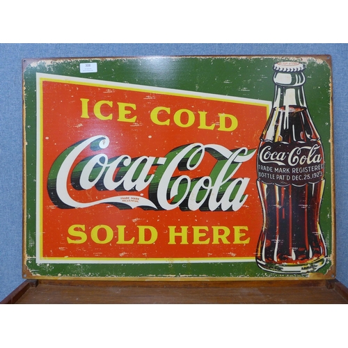 308 - A tin Coca-Cola advertising sign