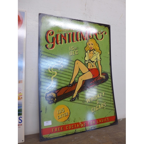 310 - A tin Gentleman Whisky and Cigars advertising sign