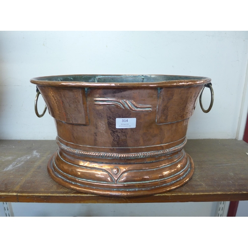 314 - A Victorian copper two handled wine cooler