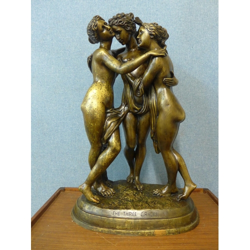 315 - A large French style bronze figure group of The Three Graces, 75cms h