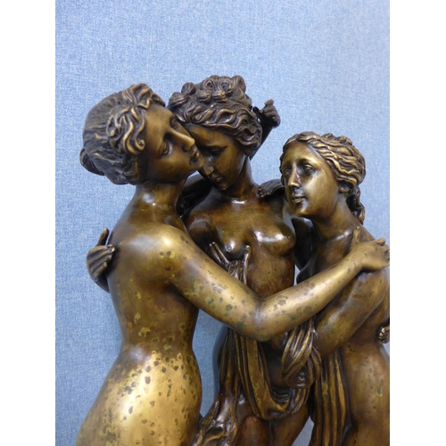 315 - A large French style bronze figure group of The Three Graces, 75cms h