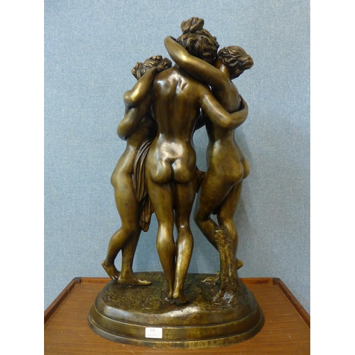 315 - A large French style bronze figure group of The Three Graces, 75cms h