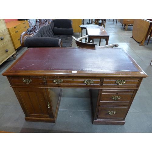 92 - A Victorian ash pedestal  desk