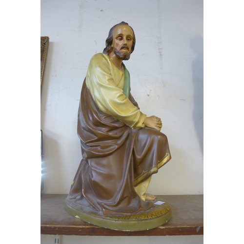 312A - A French ecclesiastical painted polychrome chalk figure