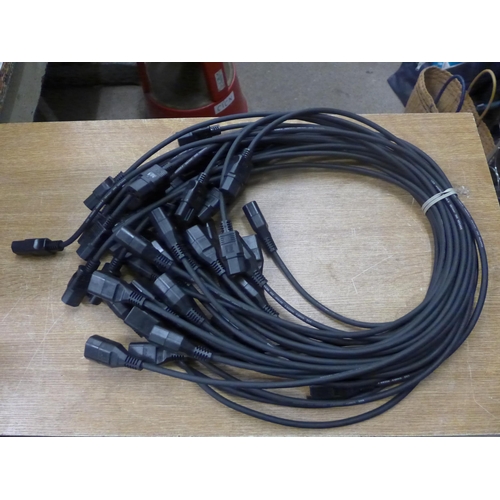 2094 - 25 Nexan flexible rubber 240v, 10A, 1m long connection cables, rectangular pin socket/plug - unused