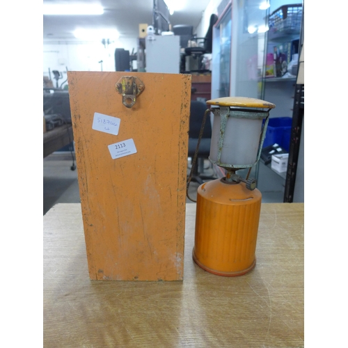 2113 - A gas hurricane lamp in box