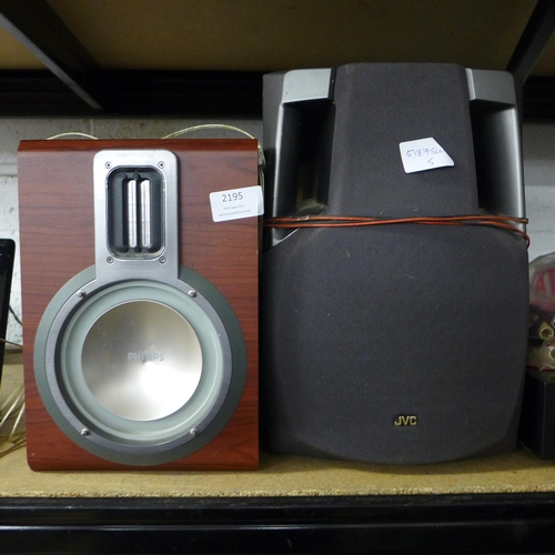 2195 - Two Philips speakers and two JVC speakers