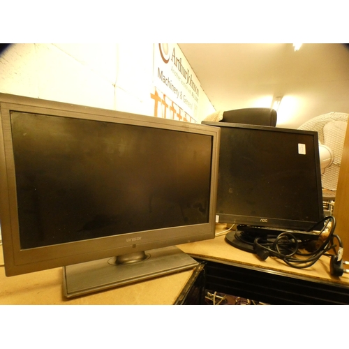 2198 - A computer monitor and Linsar TV