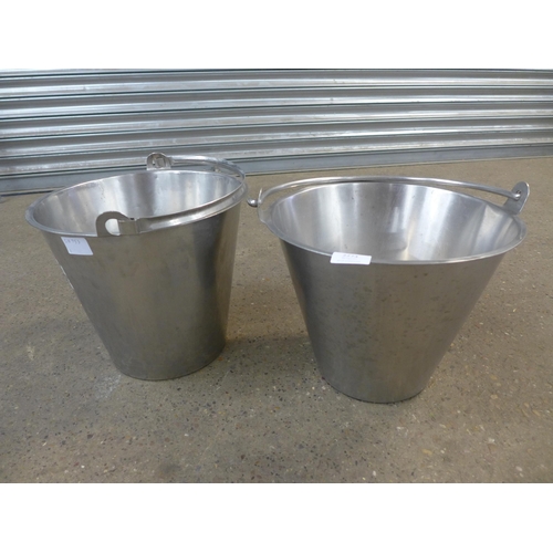 2273 - Two stainless steel buckets