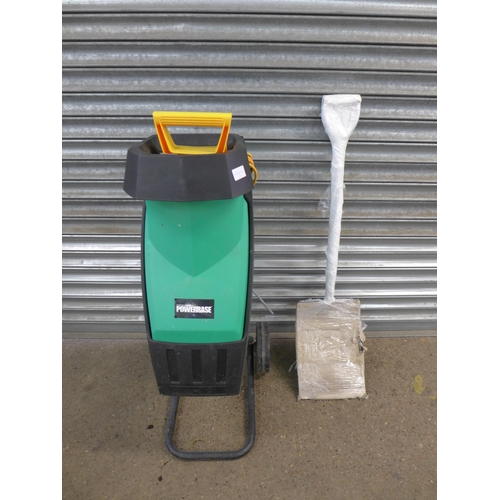 2316 - A Powerbase garden shredder and a large garden fork