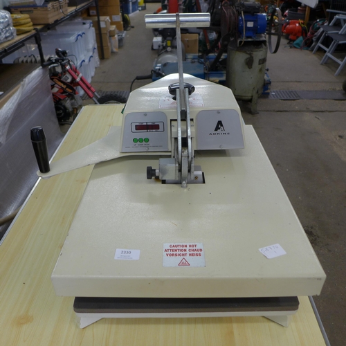 2330 - An Adkins T-shirt printing press - failed electrical safety test due to insulation resistance - sold... 