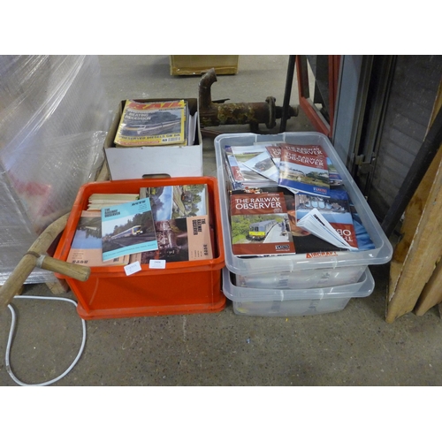 2406 - Four boxes of railway magazines including The Railway Observer and Rail Magazine