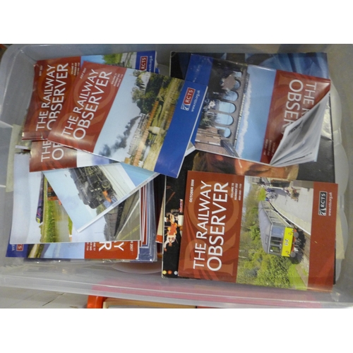 2406 - Four boxes of railway magazines including The Railway Observer and Rail Magazine