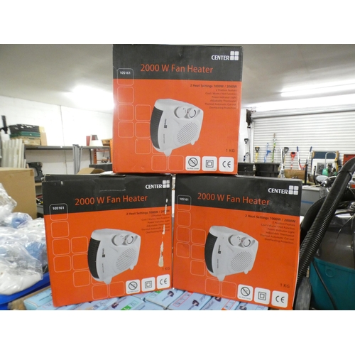 2475 - 3 Center 2000w fan heaters in boxes