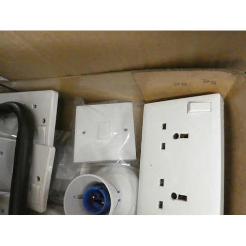 2479 - An extension lead on a reel plus assorted plug sockets