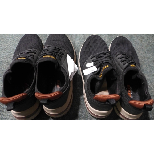 3015 - Two pairs of Men's black Skechers. Sizes: UK 8 & 10 (worn) * this lot is subject to VAT