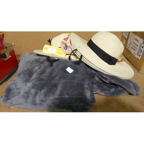 3068 - Quantity of Women's UV Grasslands Sun Hats & a Heated Blanket * this lot is subject to VAT