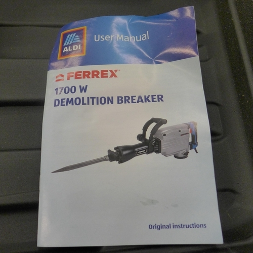 2068 - A Ferrex 1700w 240v demolition breaker with case and instructions