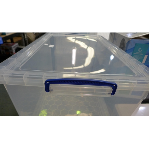 3332 - Three 83L plastic storage tubs with lids - cracked/damaged