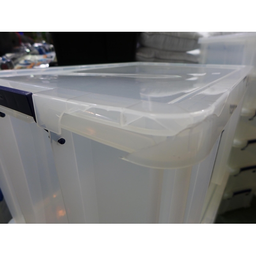 3335 - Two 85L plastic storage tubs with lids - cracked/damaged