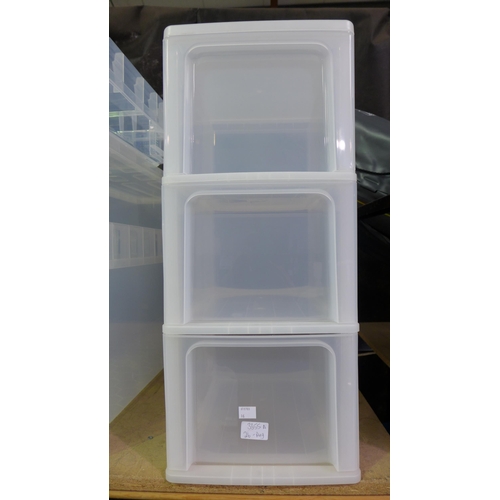 3355A - Three drawer plastic storage cupboard - cracked/damaged