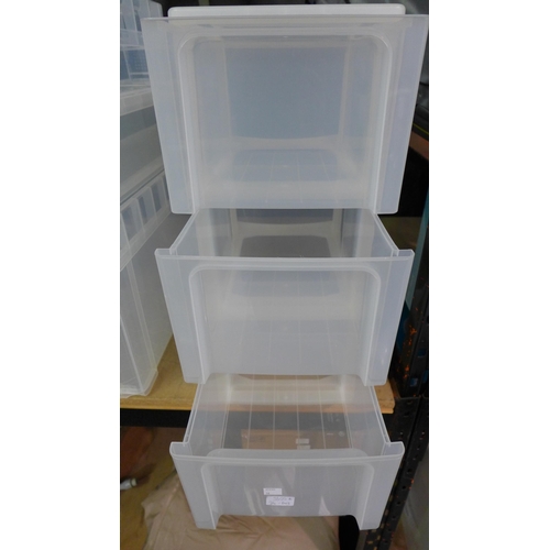 3355A - Three drawer plastic storage cupboard - cracked/damaged