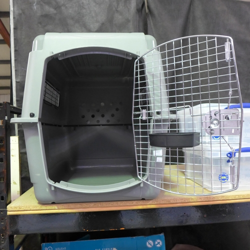 3358 - large grey plastic dog crate