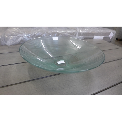 1510 - A large light blue opaque fruit bowl