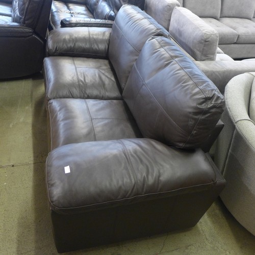 1554 - A chocolate brown leather two seater sofa bed