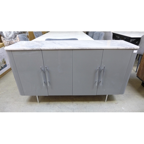 1999 - A Luna marble effect top and grey four door sideboard  *This lot is subject to VAT