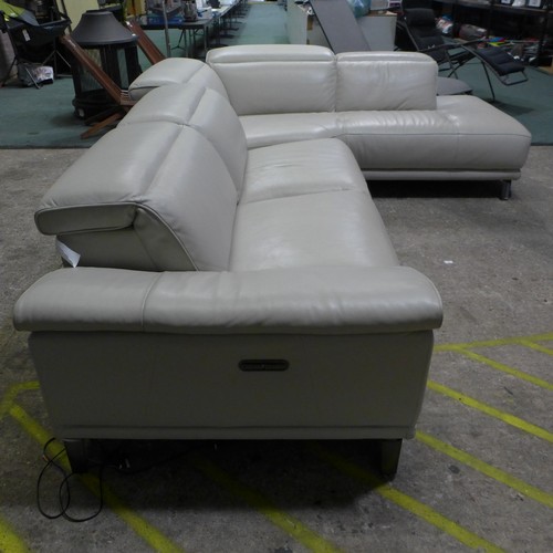 1369 - Cream Leather 2-Piece Sectional Corner Sofa (Marked) original RRP £1999.99 + VAT (300-173) *This lot... 