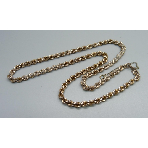 1010 - A 9ct gold rope twist chain, 18g, 55cm