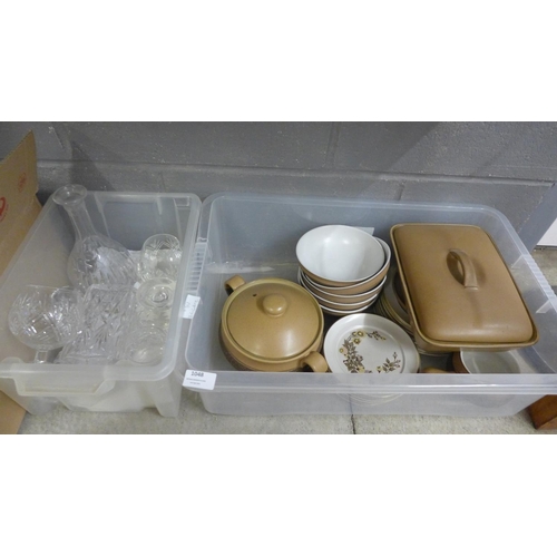 1048 - A collection of Denby kitchen ware, two glass decanters and four brandy glasses **PLEASE NOTE THIS L... 