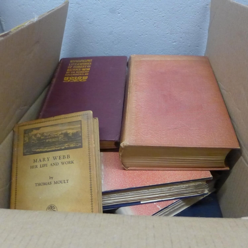 1050 - Three boxes of 19th and 20th Century books, topics including poetry, classic literature etc. **PLEAS... 