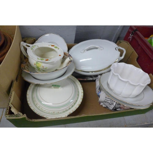 1052 - A quantity of assorted china including blue and white pattern, tureens etc. **PLEASE NOTE THIS LOT I... 