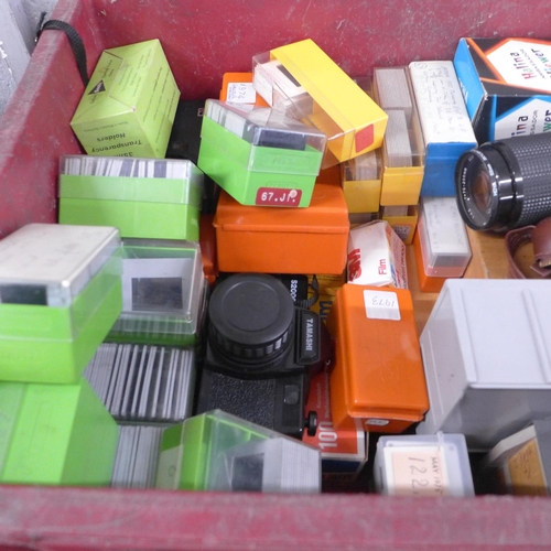 1053 - A large collection of picture slides, two cameras, lenses etc. **PLEASE NOTE THIS LOT IS NOT ELIGIBL... 